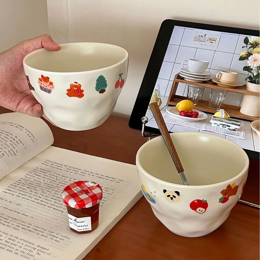 一号葫芦碗小号550ml陶瓷可爱情侣家用大容量学生手绘