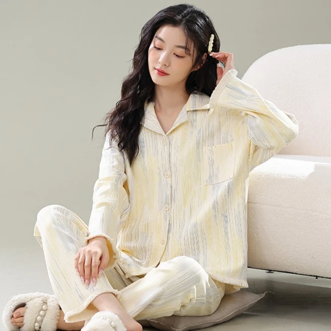 轻奢法式高级感长袖睡衣女2024新款春秋季大码宽松外出家居服套装