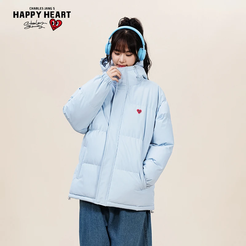 查尔斯桃心 小爱心连帽棉服拉链面包服男女同款情侣秋冬保暖加厚