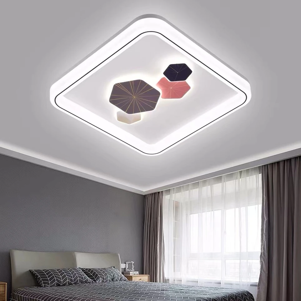 卧室灯2023年新款主卧现代简约网红温馨大气房间led方形吸顶灯具