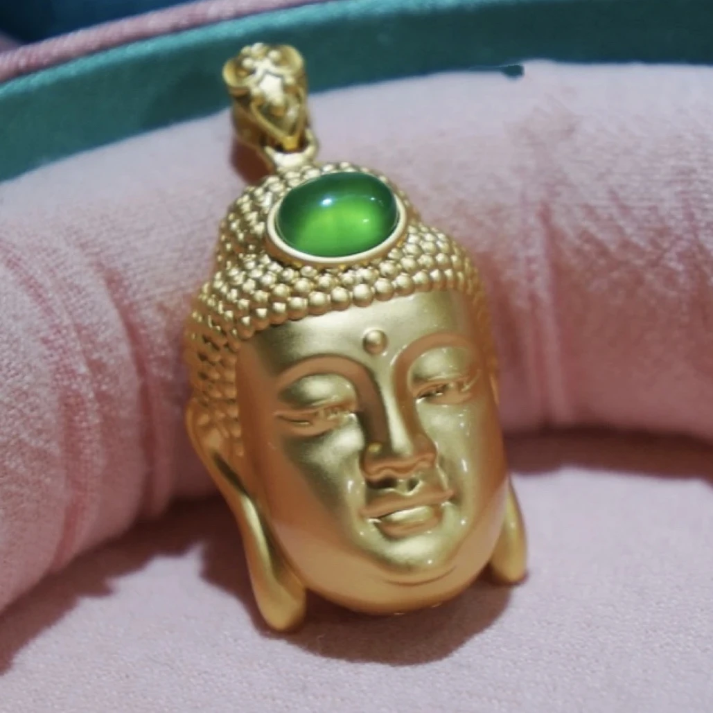美芯珠宝推荐一代经典极光绿佛头赠证书礼盒TK118