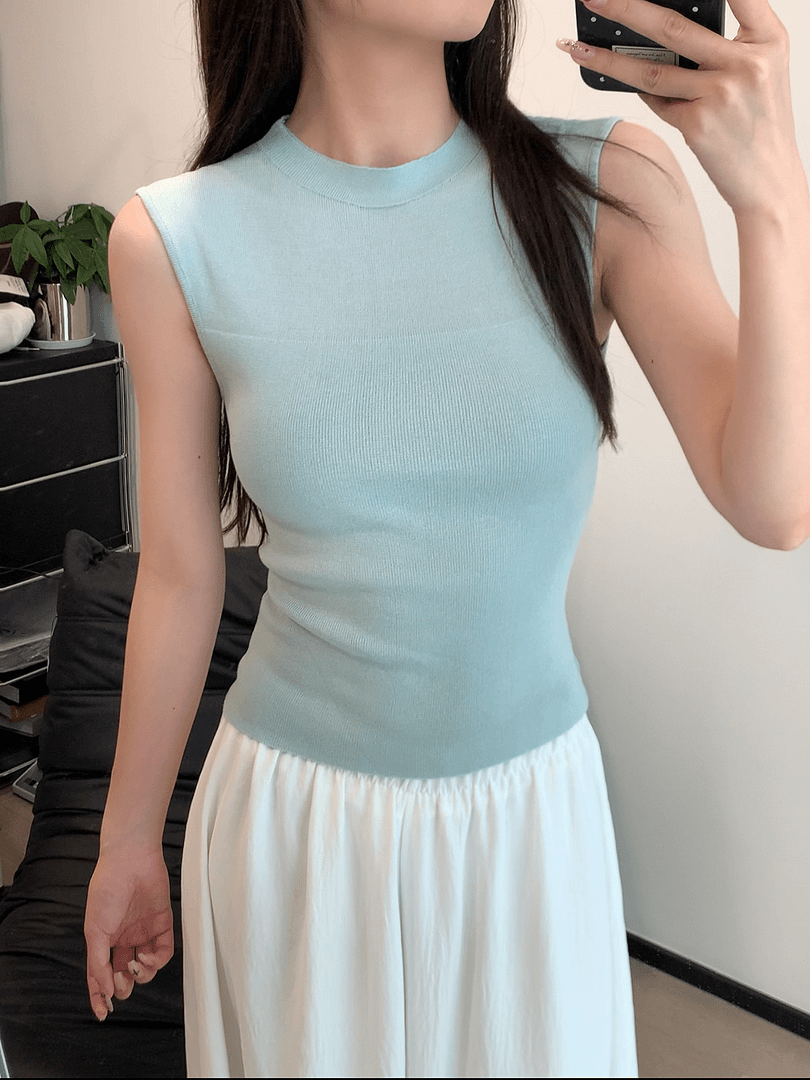 实拍纯欲风半透视针织衫女短袖气质修身显瘦圆领短款打底上衣早夏
