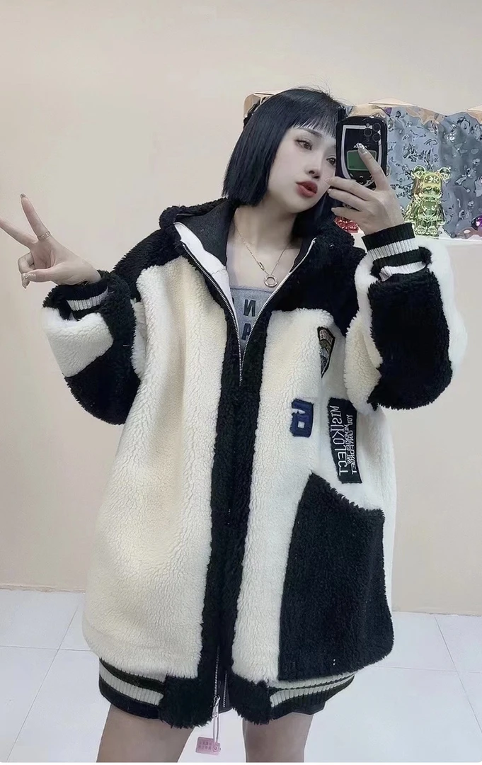 【工厂直销】羊毛外套220斤大码男女同款含羊毛棒球服连帽 设计师款