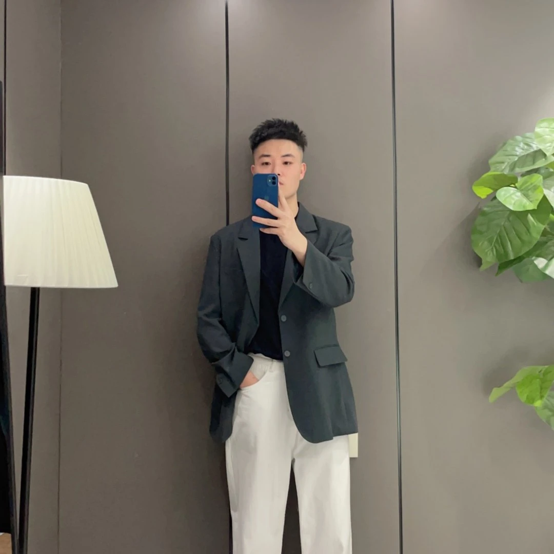 【CHAOSHUJIA】韩国设计师款休闲西装男士时尚小众微阔西装外套