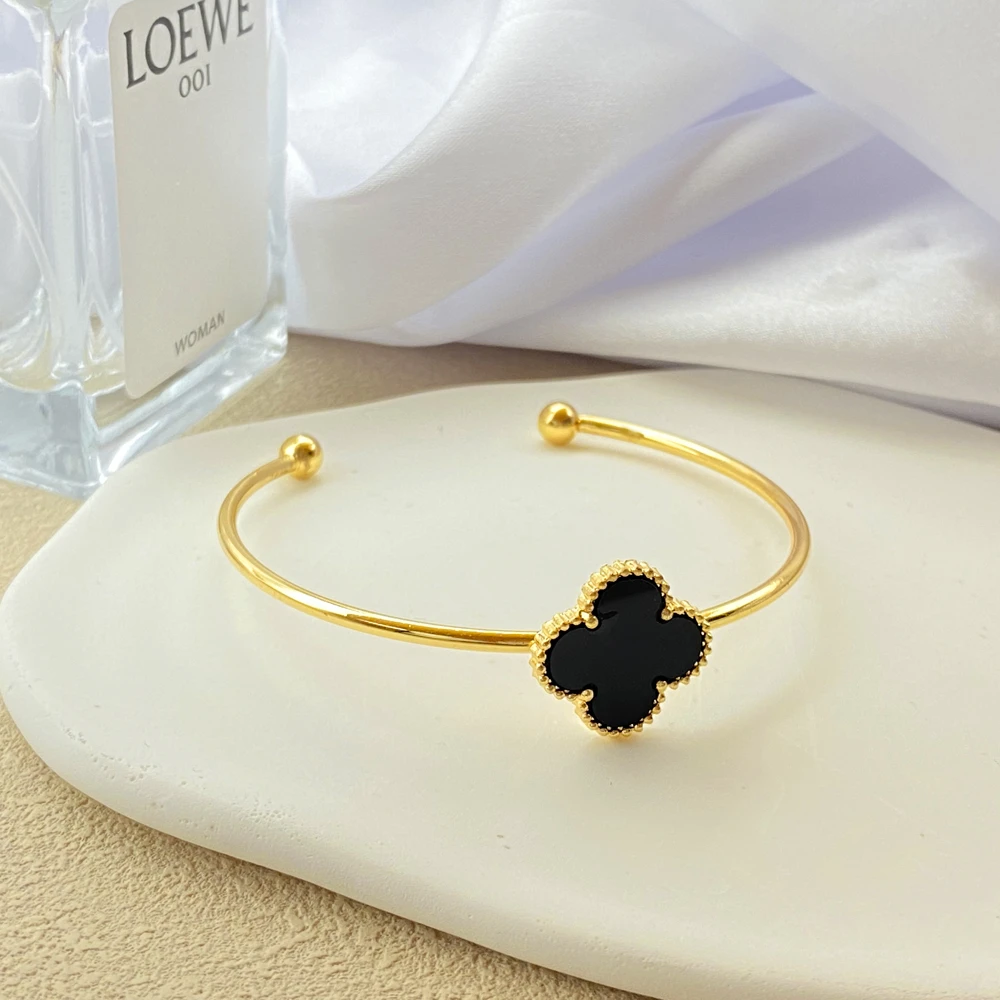 合金手镯 四叶草经典百搭幸运开口手镯