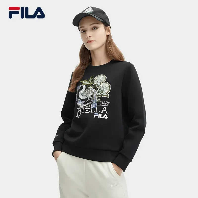 Fila/斐乐女士春季休闲百搭圆领卫衣针织运动套头衫F11W418217