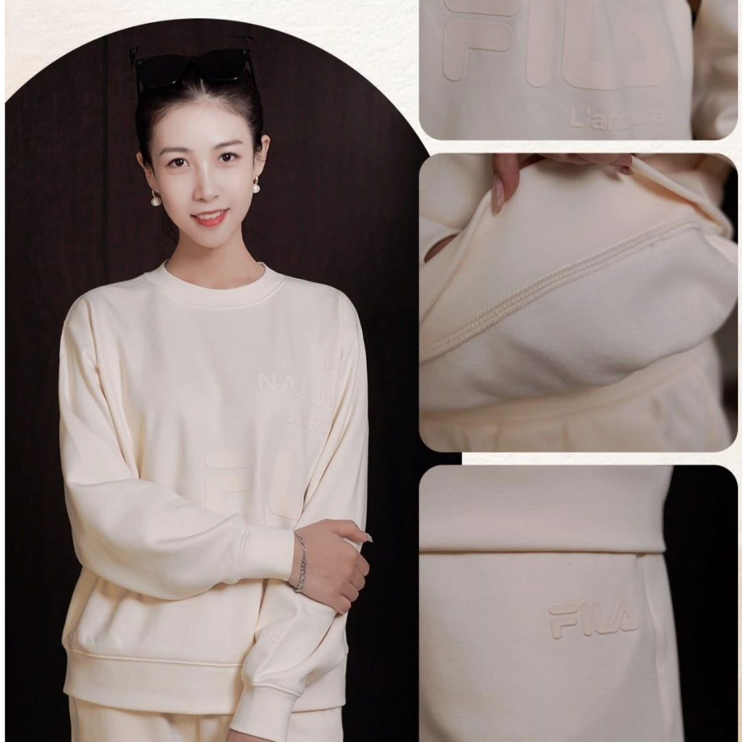 Fila/斐乐女士液氨抓绒套头卫衣秋冬新保暖宽松内搭F11W349201F