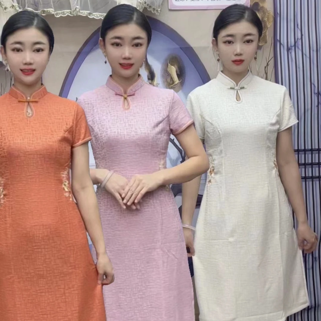 $【花溪】-中国风旗袍气质网红时尚中长款日常优雅重磅旗袍