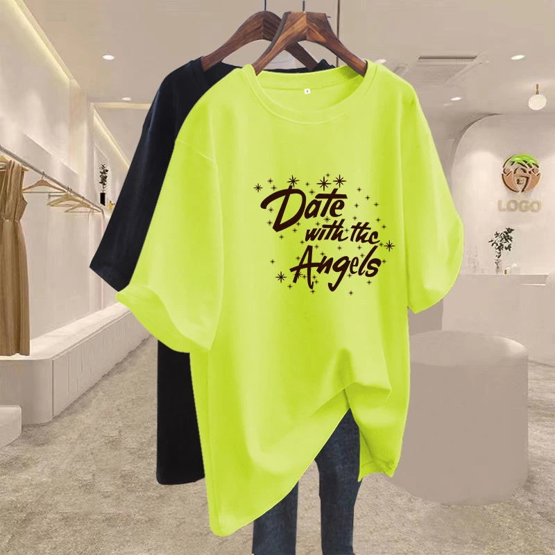 百搭t恤女短袖宽松纯棉2025新款夏休闲时尚美式大码中长款上衣ins