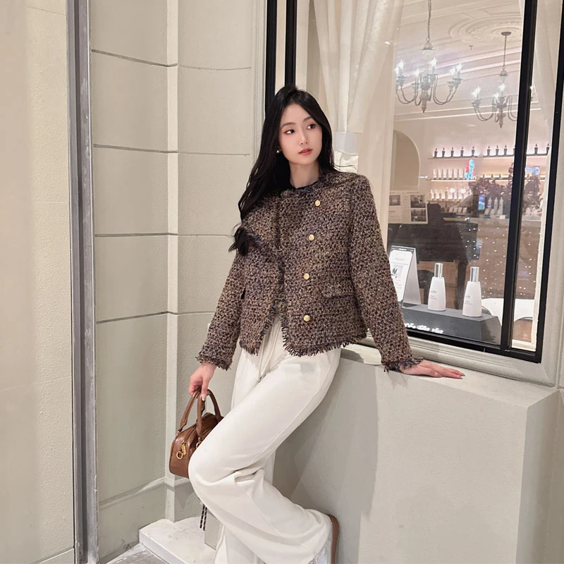 秋冬法式圆领羊毛上衣羽绒版5