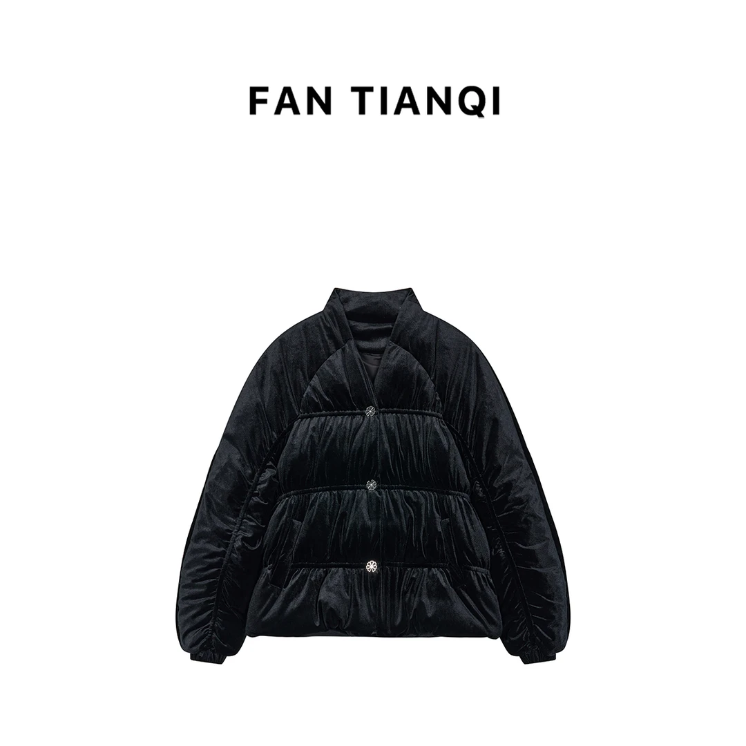 范天奇/FAN TIANQI【丝绒泡芙】丝绒抽绉面包鹅绒服FJOT41188