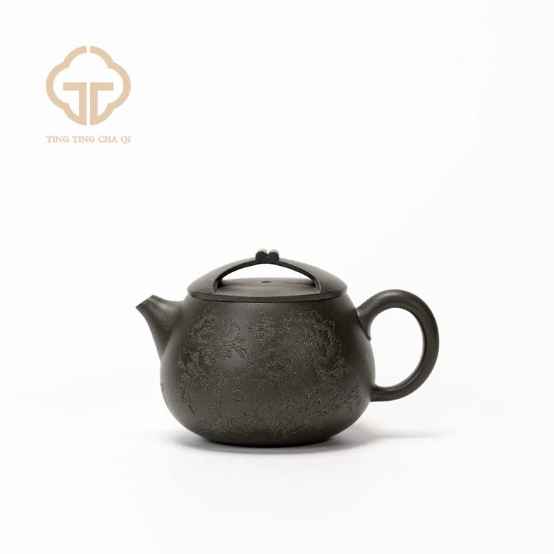 祁星斗制 牛盖圆腹 端绿泥 130cc 紫砂壶家用泡茶茶具