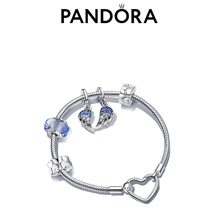 PANDORA/潘多拉 925银玻璃手链 梦之心羽手链欧若精灵风