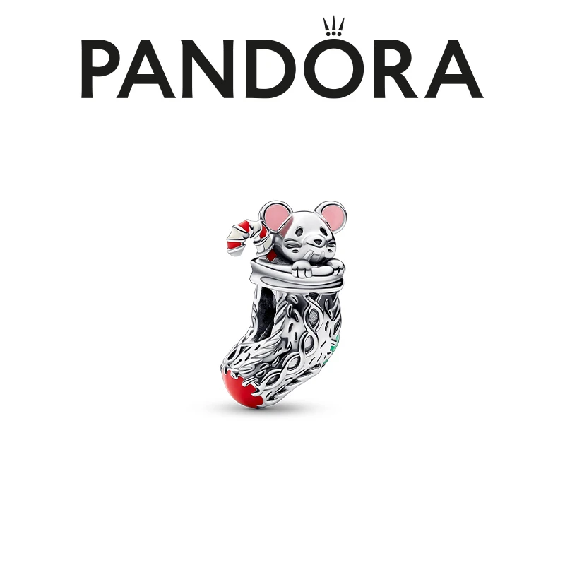 PANDORA/潘多拉 925银银制品 灵动小老鼠与圣诞袜 串饰