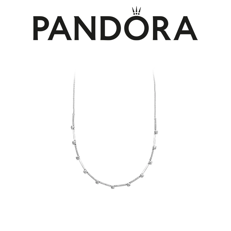 PANDORA/潘多拉 链子925银 【宵夜同款】闪耀Pavé密镶分节锁骨链
