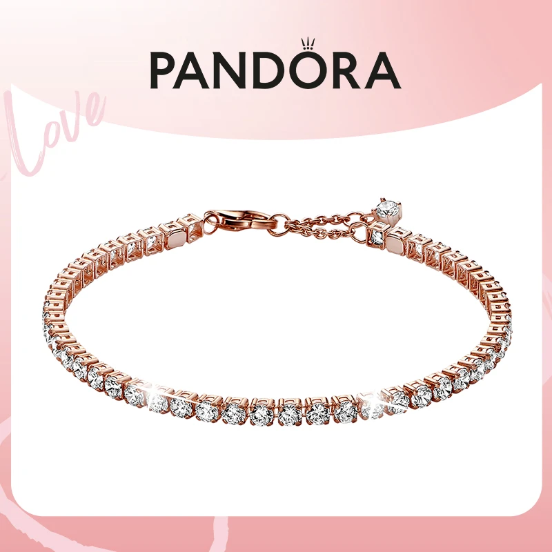 PANDORA/潘多拉 925银合成锆石手链 简约闪耀网球手链百搭时尚