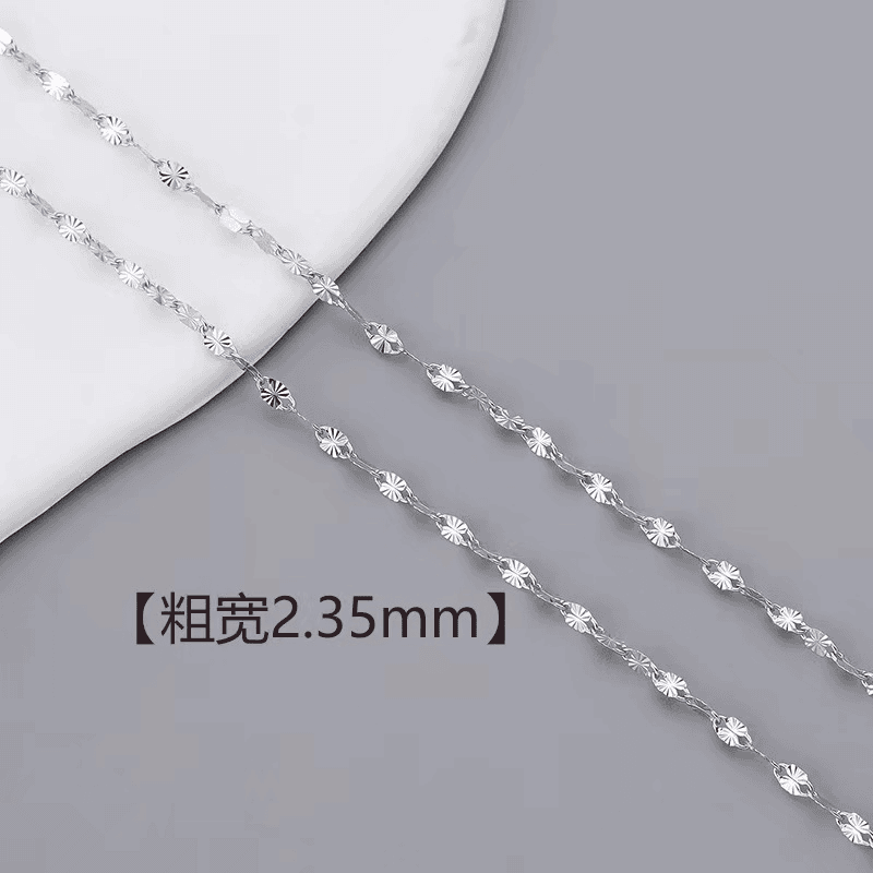 链子足银 45厘米蝴蝶压花S扣头小众细款项链