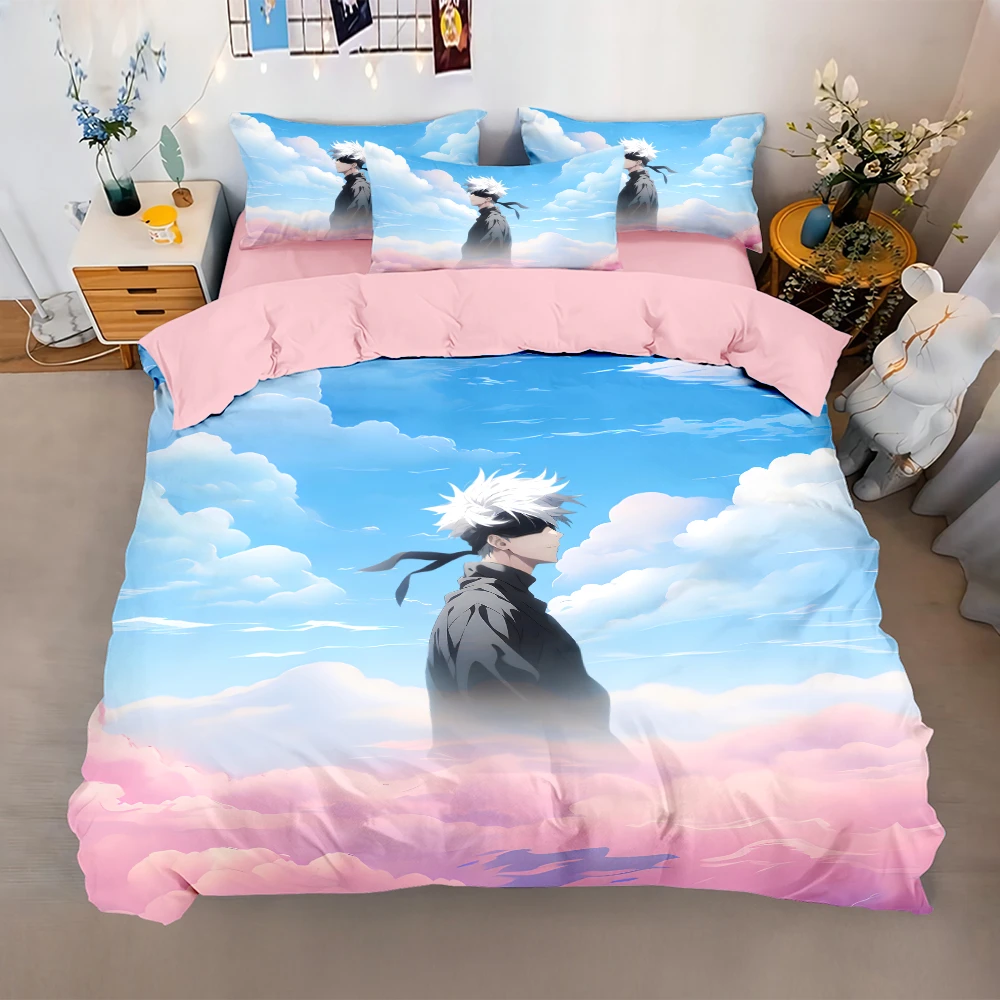 咒术回战五条悟二次元四件套印花床单床笠被套学生宿舍单人简约