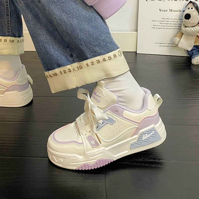 回力小众女鞋休闲百搭拼色厚底板鞋秋冬季时尚ins潮流学生小白鞋