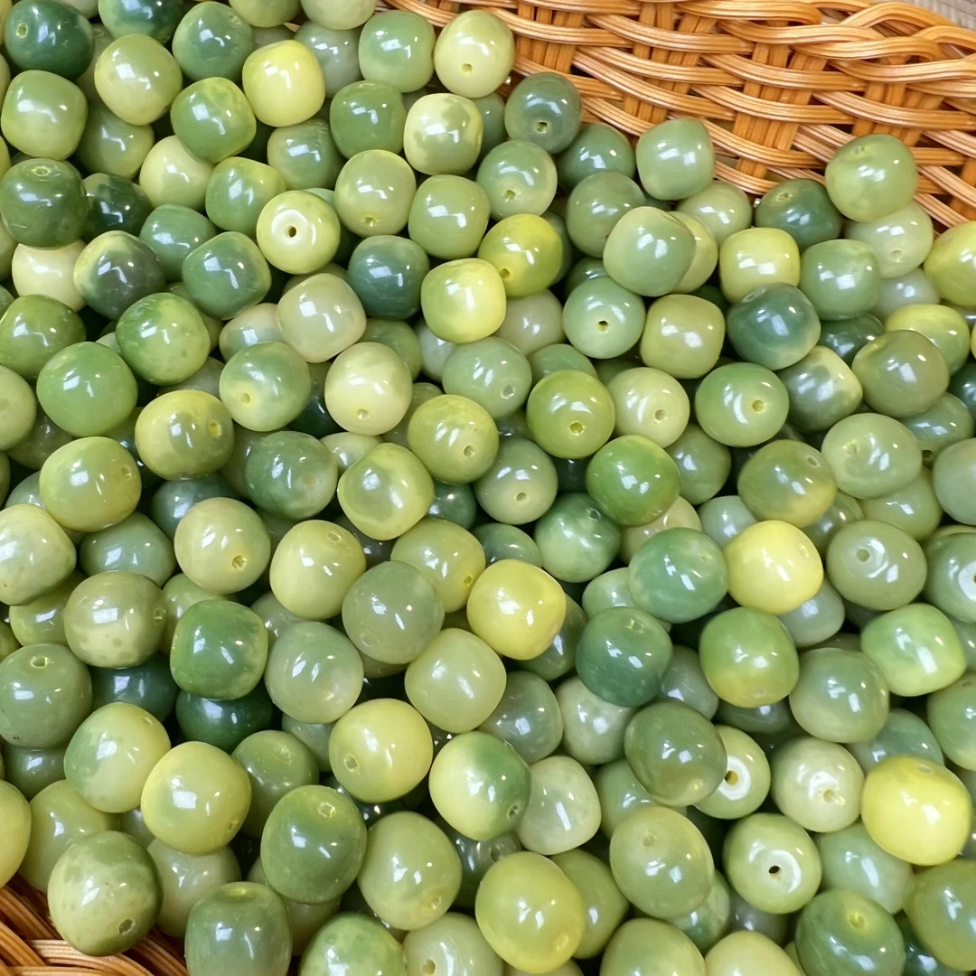 冰柠檬 马来西亚冰种料菩提玉化料13×14散珠DIY