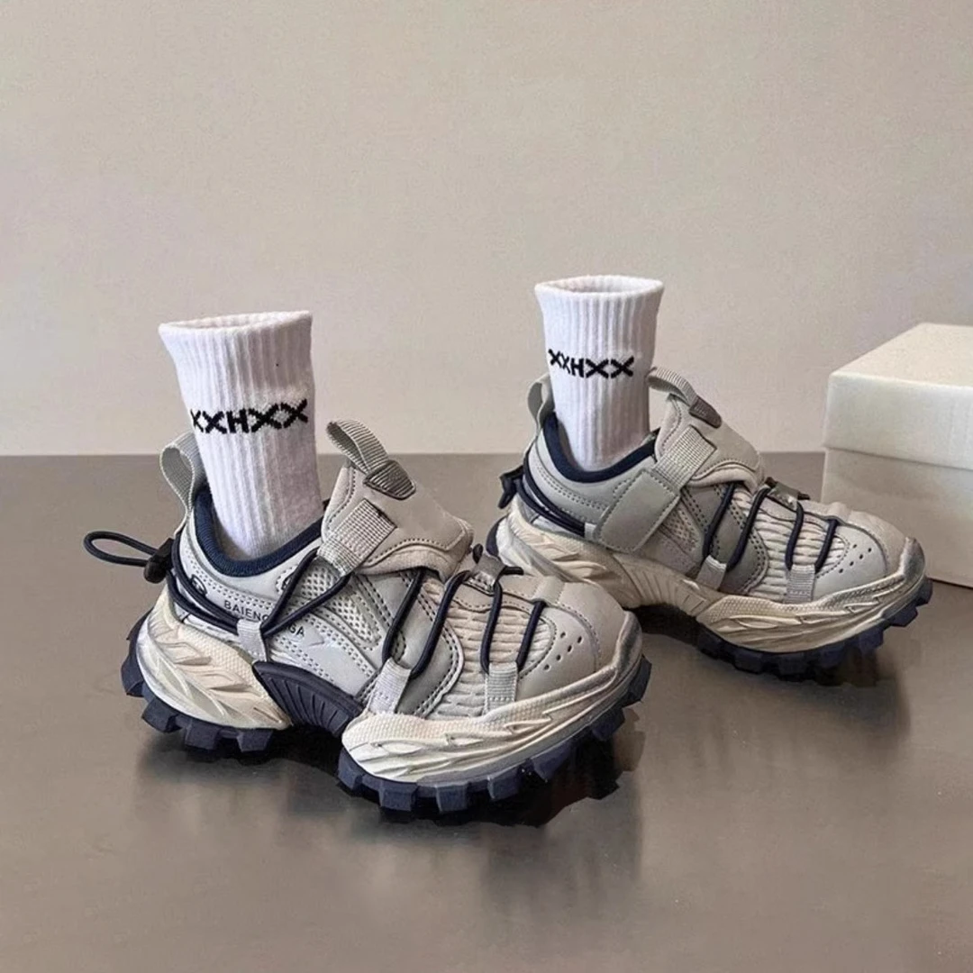 ABC儿童老爹鞋2025春秋新款男童运动鞋软底女童鞋子加绒二棉鞋潮