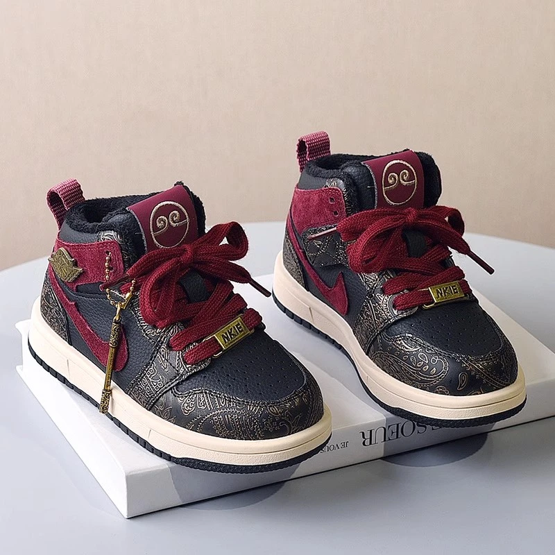 ABC黑神话悟空男童aj高帮鞋2025春秋款儿童运动鞋冬季二棉女童鞋