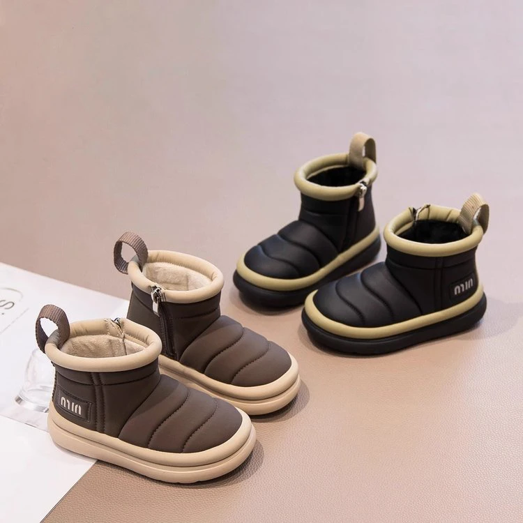 ABC男童雪地靴2024冬季新款儿童大棉鞋加厚女童鞋子防水宝宝冬鞋