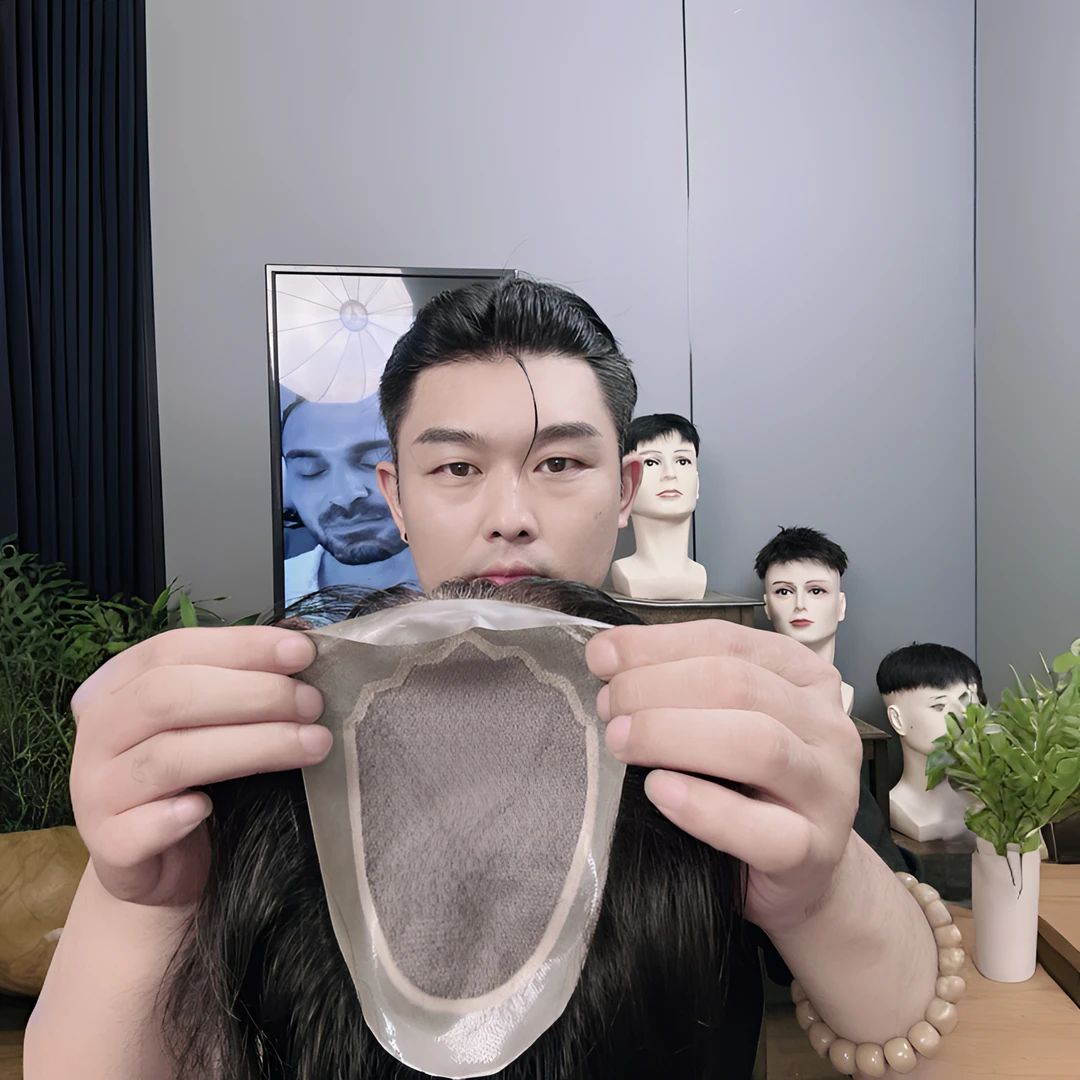 【工厂直销】N5新款男士假发 前额生物超薄边 隐形逼真 透气递针款