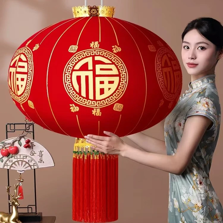 2024新款大红灯笼大门口一对福字过年吊灯装饰新年户外阳台挂饰