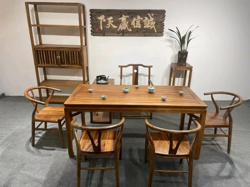 南美胡桃木马蹄茶桌7件套不包邮