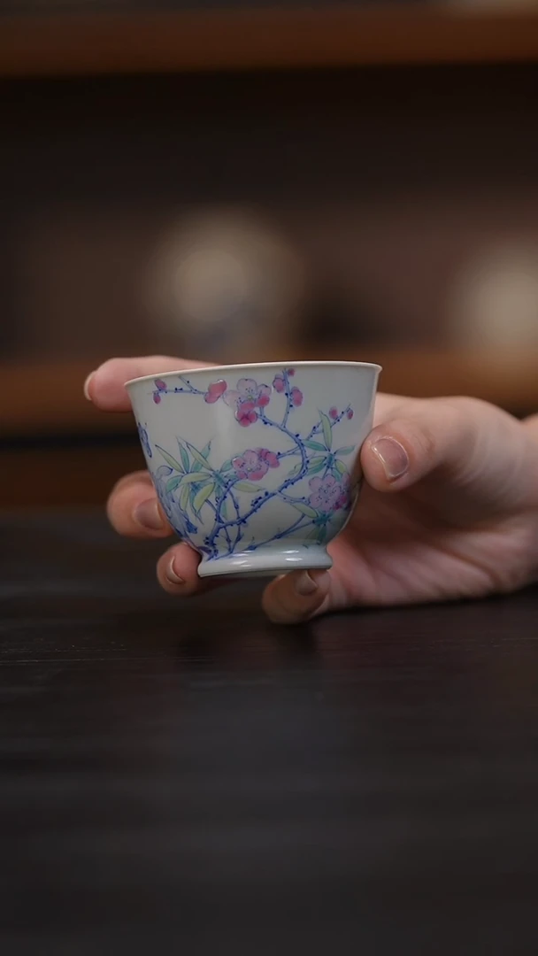 【闪购商品】禄意窑青花斗彩四君子饮杯