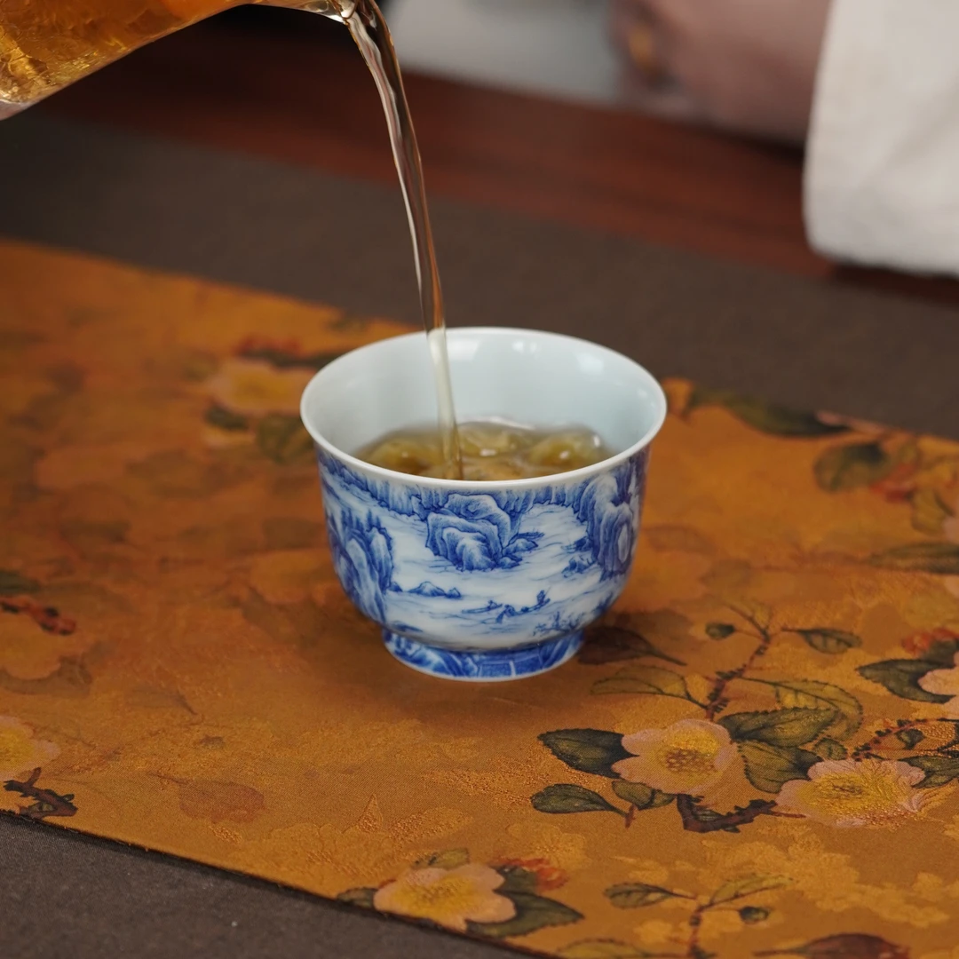 禄意窑青花山水饮杯景德镇主人杯纯手工手绘山水杯陶瓷茶具