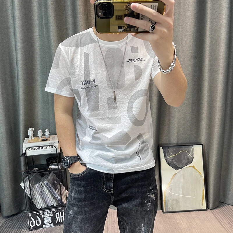 天丝麻短袖t恤男2025夏季新款麻料衣服薄款亚麻体恤衫棉麻t上衣夏