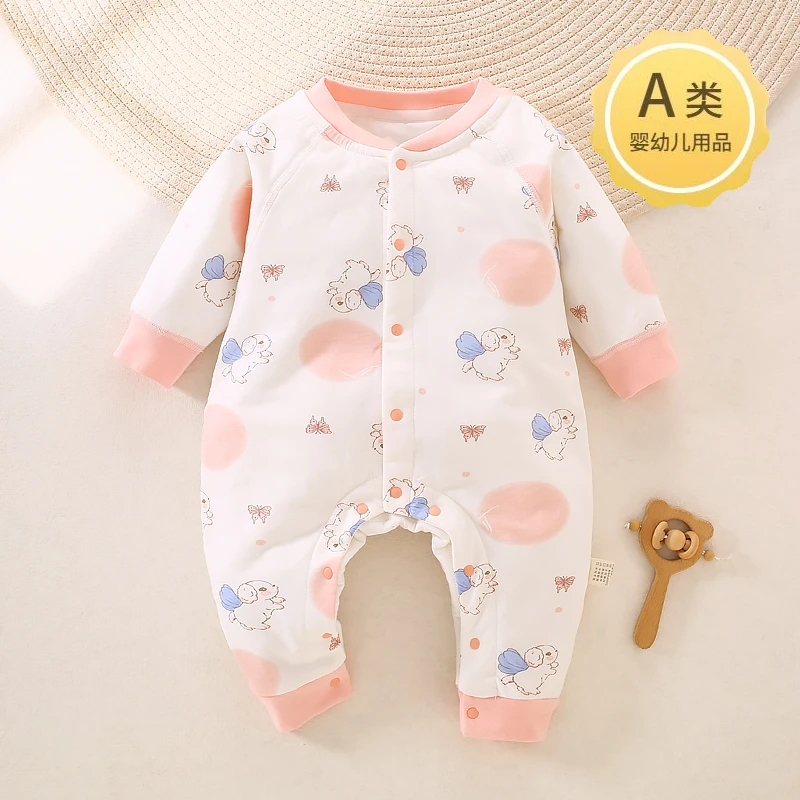 【40g保暖】新生儿春秋保暖连体衣男女宝宝秋装爬爬服婴儿纯棉哈衣