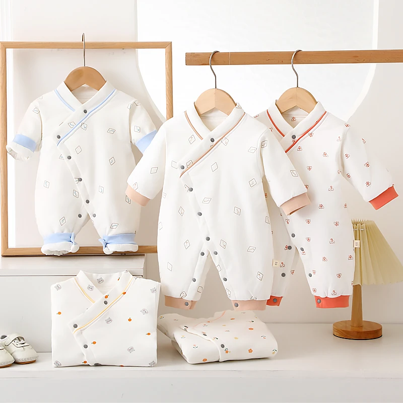 【80克】0-3个月新生儿衣服宝宝连体衣婴儿纯棉加厚哈衣婴儿满月服