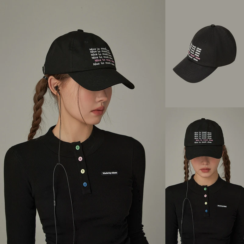 CHUU秋季女装字母刺绣设计鸭舌帽新款百搭帽子撞色棒球帽