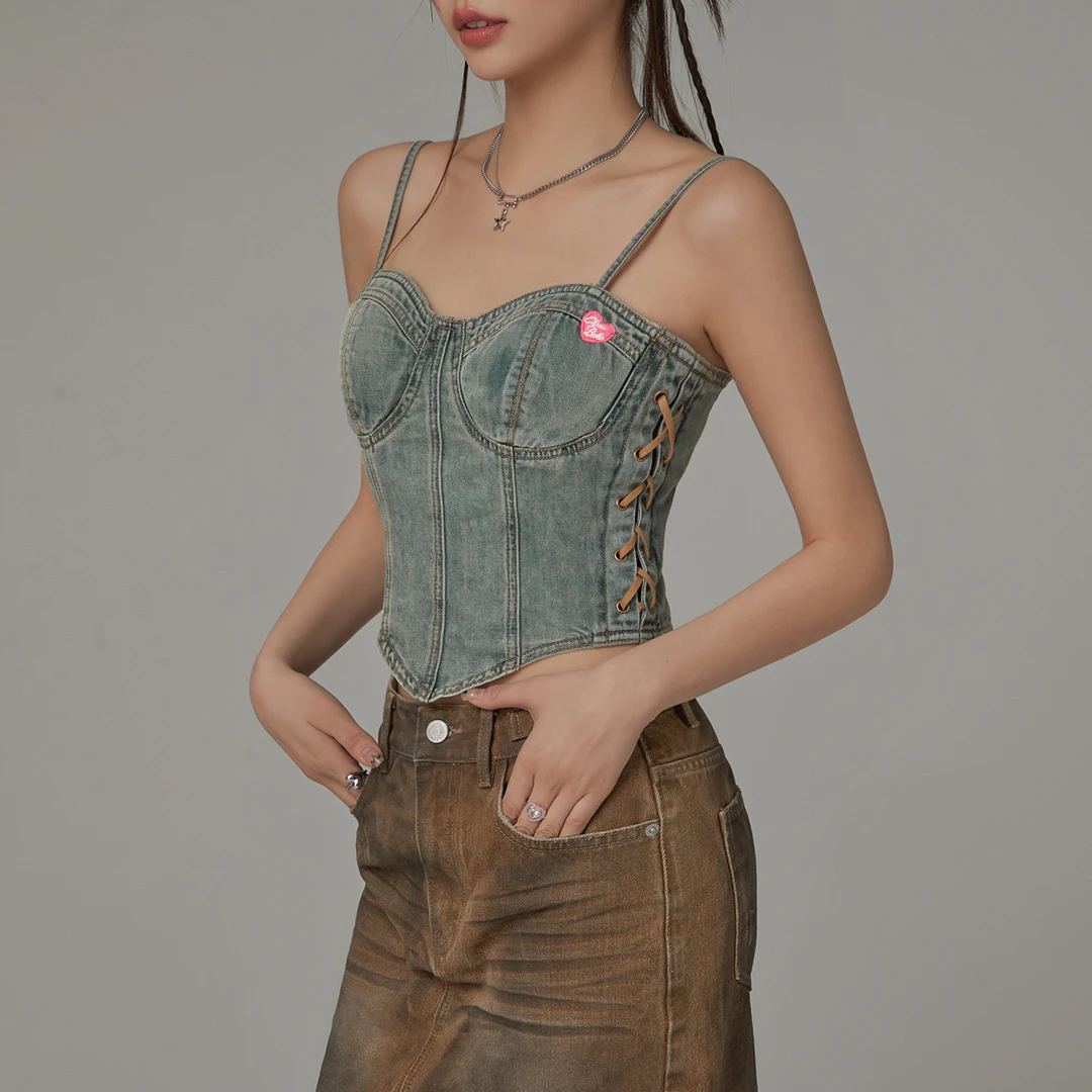 CHUU秋季女装拉链式显瘦辣妹不规则气质御姐风显瘦背心吊带