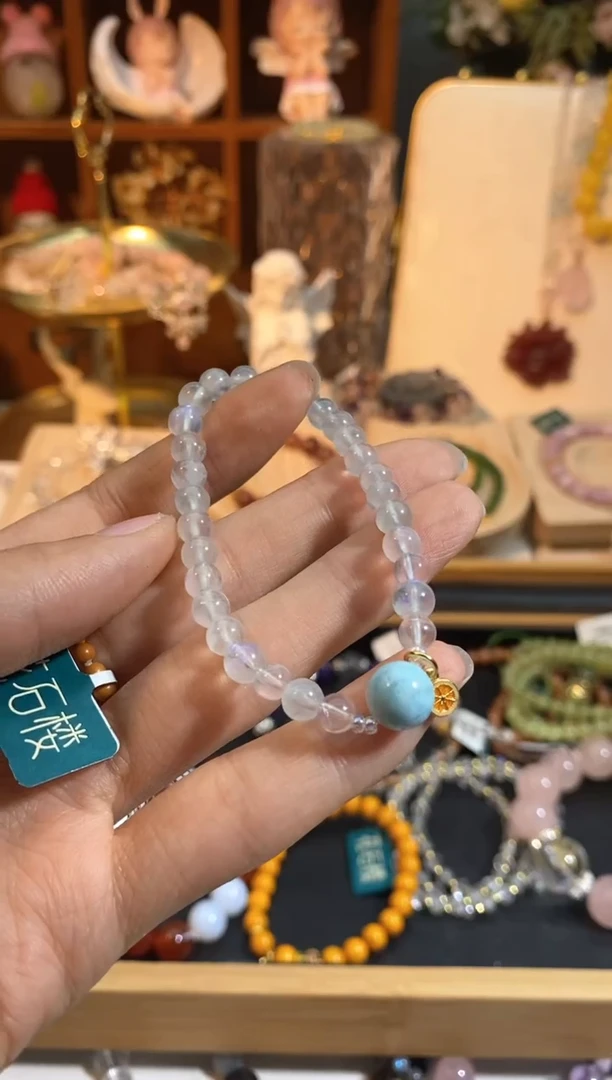 【闪购商品】针钠钙石（海纹石）手链银S925镶嵌孤品