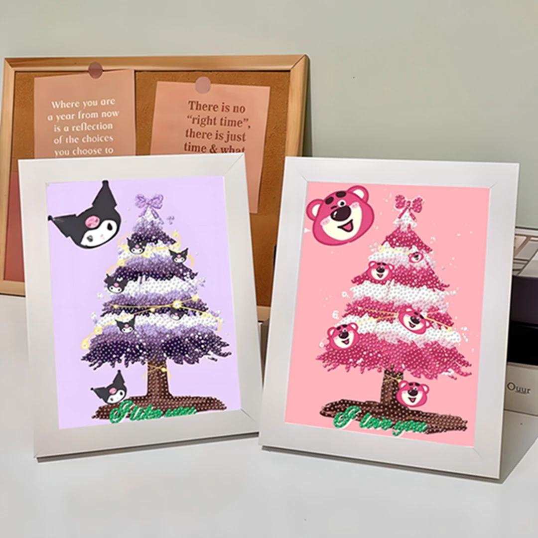 圣诞节DIY手工转石粘贴画卡通草莓熊圣诞树相框摆台画礼物送闺蜜