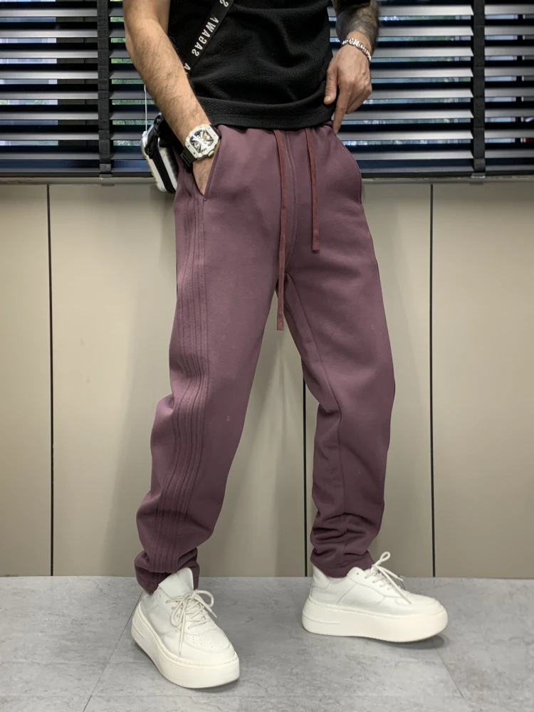 轻奢设计感高品质休闲裤男款潮牌百搭宽松运动卫裤直筒纯色哈伦裤