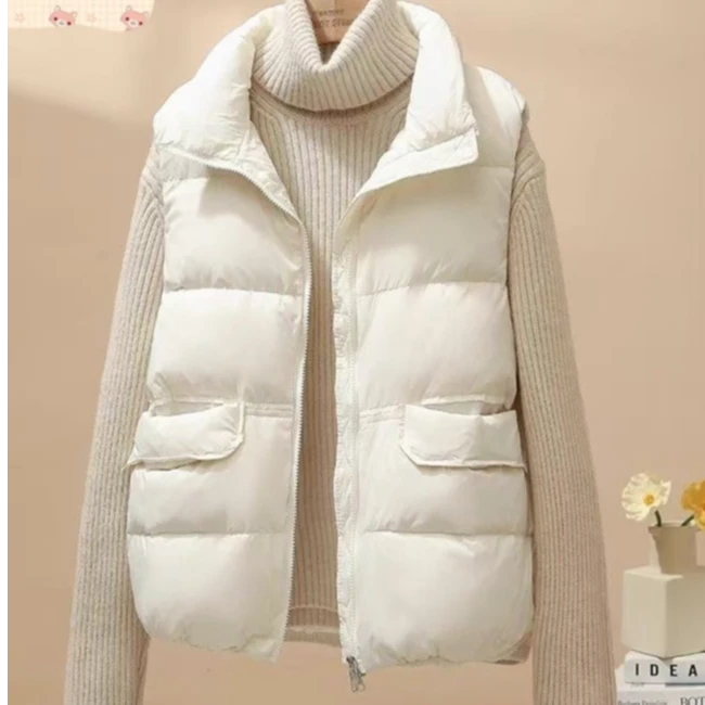 DA新款2025鸭绒时尚外穿短款春秋冬韩版宽松坎肩羽绒马甲女款外套
