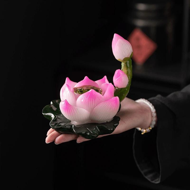 【沁椿源】莲花变色茶宠摆件可养茶玩创意精品摆件茶桌茶具配件轻奢