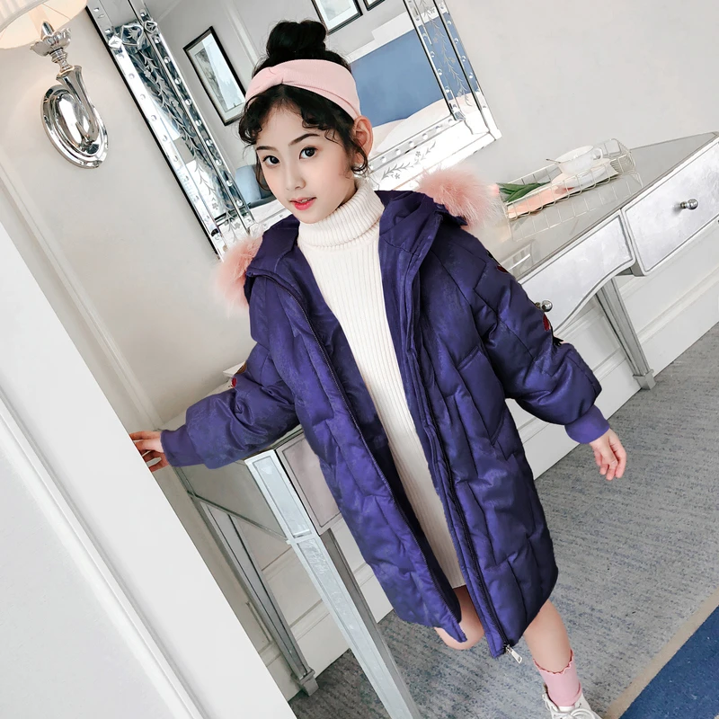 女童棉服2025冬季新款夹棉加厚中长款连帽中大童外套W8558MF062
