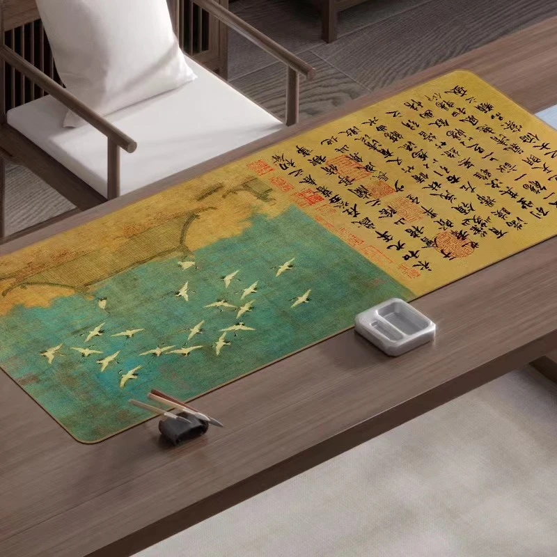 兰亭序书法垫办公鼠标垫超大号桌垫锁边书法写字垫国风诗画毛毡垫