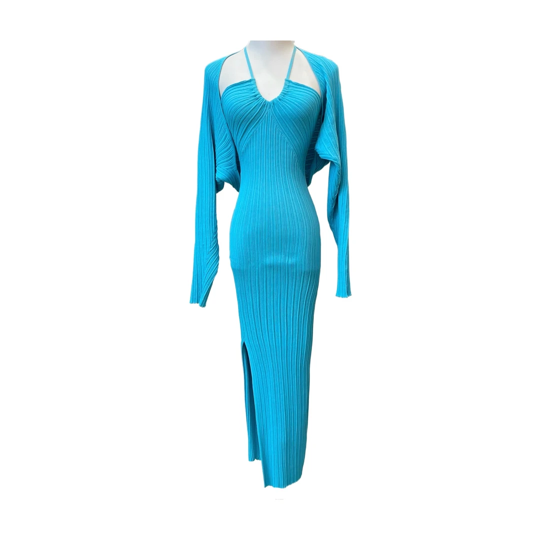 Y.Z定制 「罗蒂小姐」性感辣妹打底气质显瘦修身挂脖连衣裙Q0206