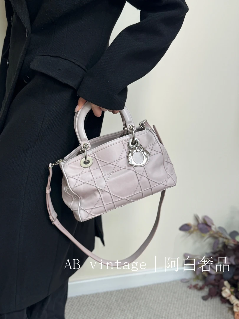 95新 DIOR/迪奥 阿白奢品/Dior 粉色波士顿 手拎包