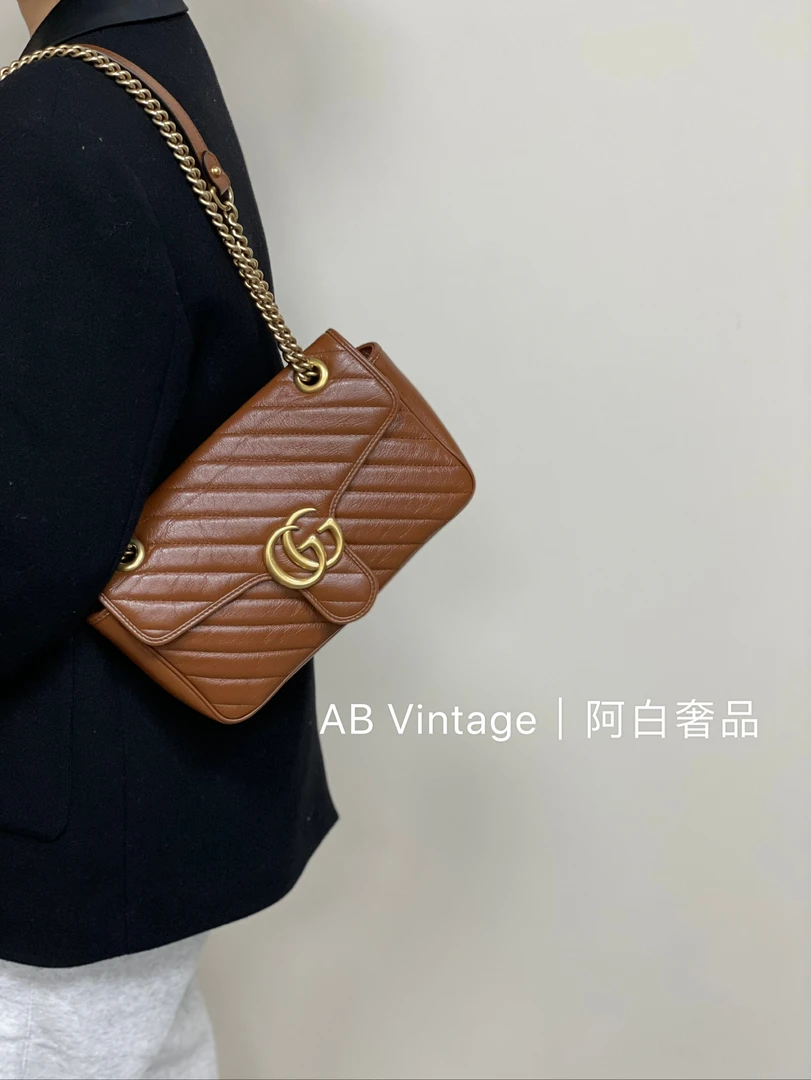 95新 GUCCI/古驰 阿白奢品｜Gucci棕色26马蒙