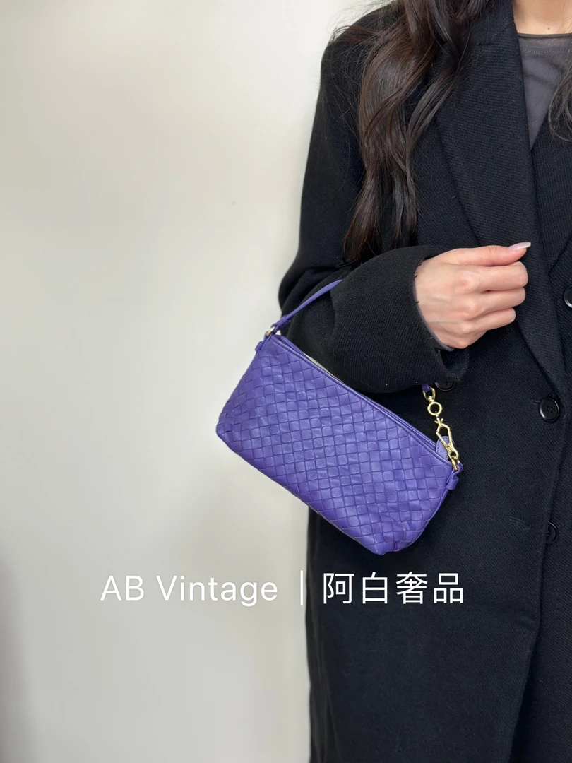 95新 BOTTEGA VENETA/葆蝶家 阿白奢品/BV 紫色手拎包