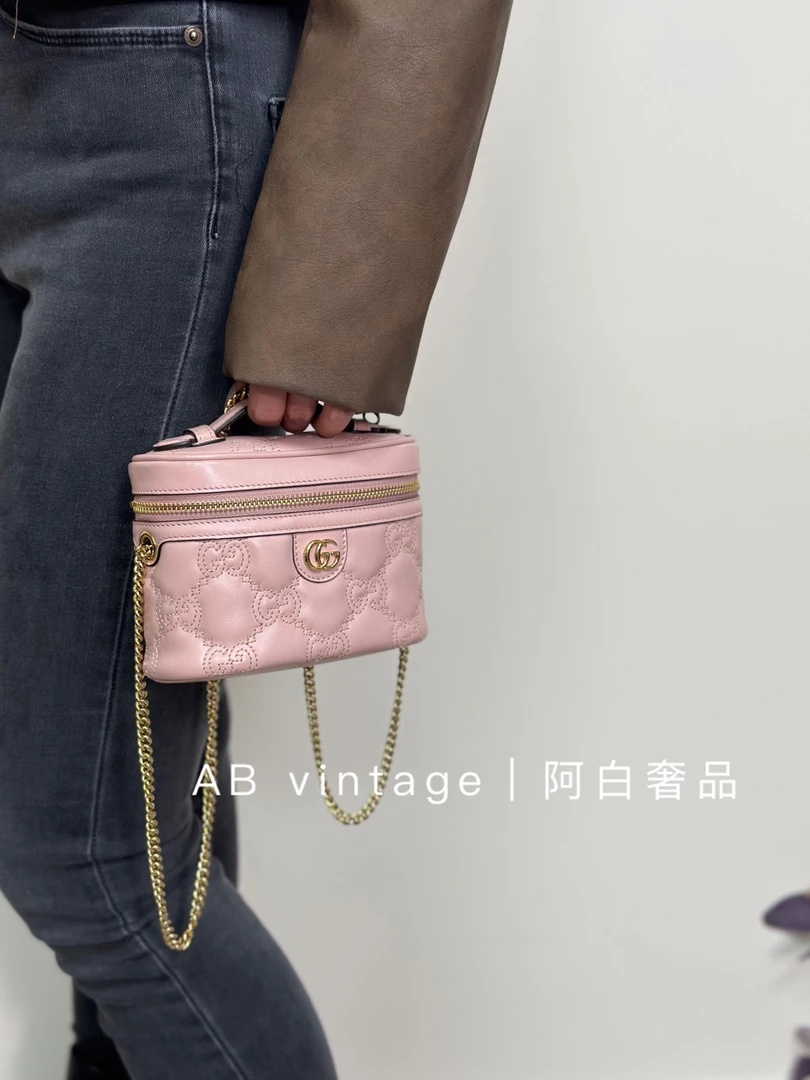 95新 GUCCI/古驰 阿白奢品/古驰 压纹老花化妆包