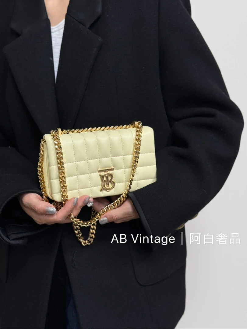 99新 BURBERRY/博柏利 阿白奢品/Burberry 奶黄色链条包 大全套